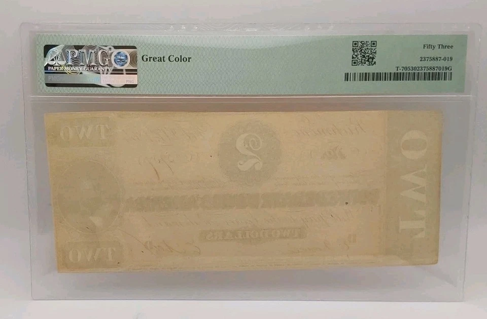 1864 $2 Confederate States Of America PMG 53 AU T-70 - Image 2 of 2