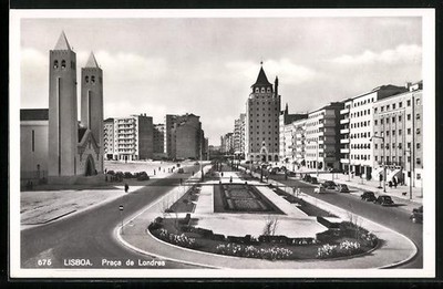Lisboa, Praca de Londres, Ansichtskarte 1957 