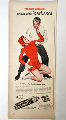 Carl Setter Pinup Ice Skater Girl Barbasol Vtg 1/2 Page 1948 Ad Magazine Print