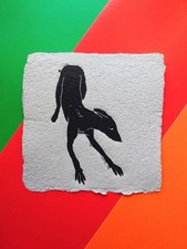 Greyhound Original Linocut Dog Signed Print Limited Ed Unframed