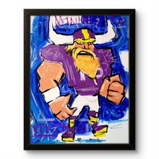 Aleph Original Art Football 14x11 Abstract Expressionist  Painting Canvas