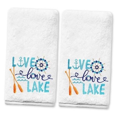 House Decor Hand Towels for Bathroom Set of 2, Live Love live love lake Lake