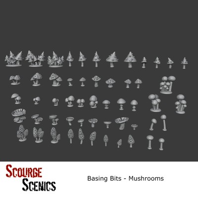 Resin 28mm Mushroom Basing Bits Set 56 Greebles Scenery Terrain Diorama