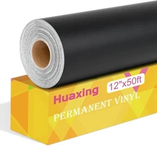 Matte Black Permanent Vinyl, 12" x 50FT Adhesive Vinyl Large, 