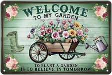 Gardening Gifts Metal Gardening Signs Welcome to My Garden Vintage Tin Sign for