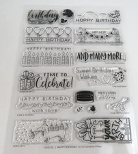 New Stamping Village Collaborative Rubber Stamp HAPPY BIRTHDAY Set 18 Pieces