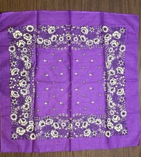 Vintage Purple Floral Color Fast Bandana RN13962 VTG 70s Handkerchief 20x21