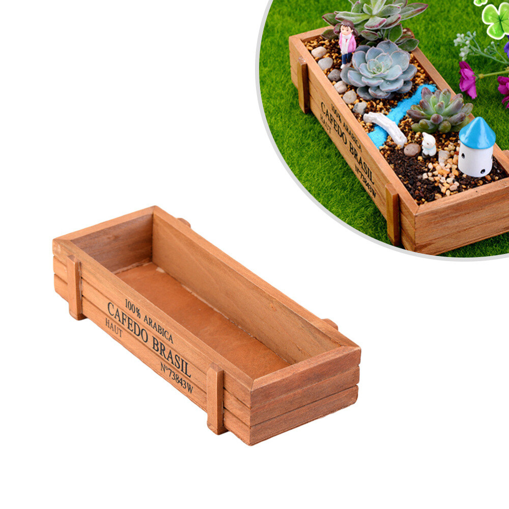 Succulent Flower Pot Decoration Pot Wooden Planter Container Storage  Organizer | eBay