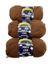 Lion Brand Feels Like Butta Yarn "Brown" 3 Skeins 356