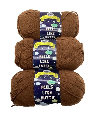 Lion Brand Feels Like Butta Yarn ''Brown'' 3 Skeins #356