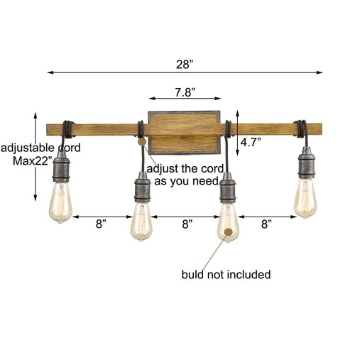 Farmhouse Bathroom Vanity Light 4-Light Bathroom Lighting Fixtures Over Mirror - Picture 2 of 6