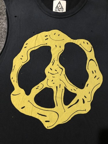 UNIF Morph Smile Peace Sign Grunge Punk Emo Sleeveless S T-Shirt Tank Top - Picture 5 of 5
