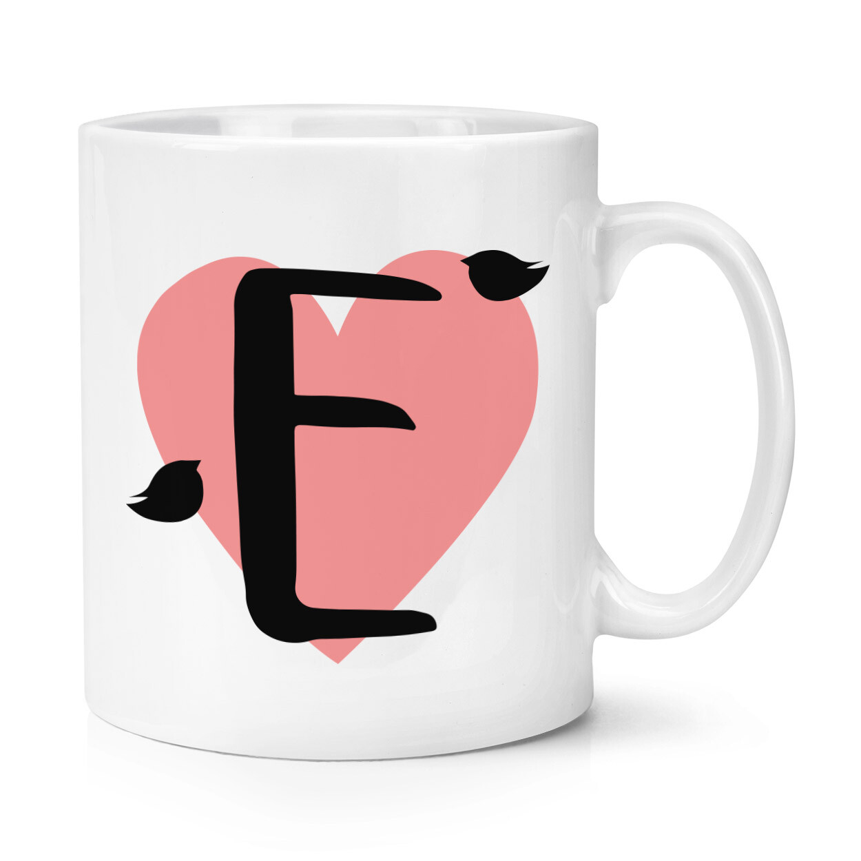 Letter E Heart Alphabet 10oz Mug Cup - Valentines Day Cute Love