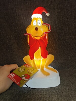 Dr.Seuss 12'' LED Lighted MAX (Grinch Santa Christmas Blow Mold Décor NEW)