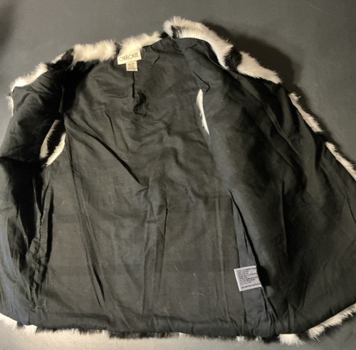 Cherokee Girl’s Size Medium 7/8 Plaid Faux Fur Vest White/Black 512912 - Picture 4 of 17