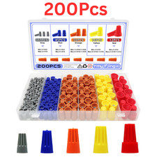 200Pcs Electrical Wire Connectors Nuts Colorful Wire Caps Kit Twist Caps Nuts
