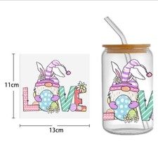 1 Piece Easter UV DTF Cup Wrap, Transfer Stickers for Glass