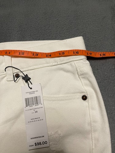 NWT BCBG White Cropped Distressed Jeans Size 28 - Picture 2 of 10