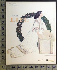 1910 HOLIDAY CHRISTMAS WREATH BEAUTY COLES PHILLIPS ART ILLUSTRATED COVER ZX78