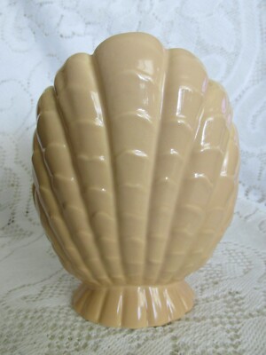 Vintage Abingdon Peach Colored Clam Shell Flower Vase