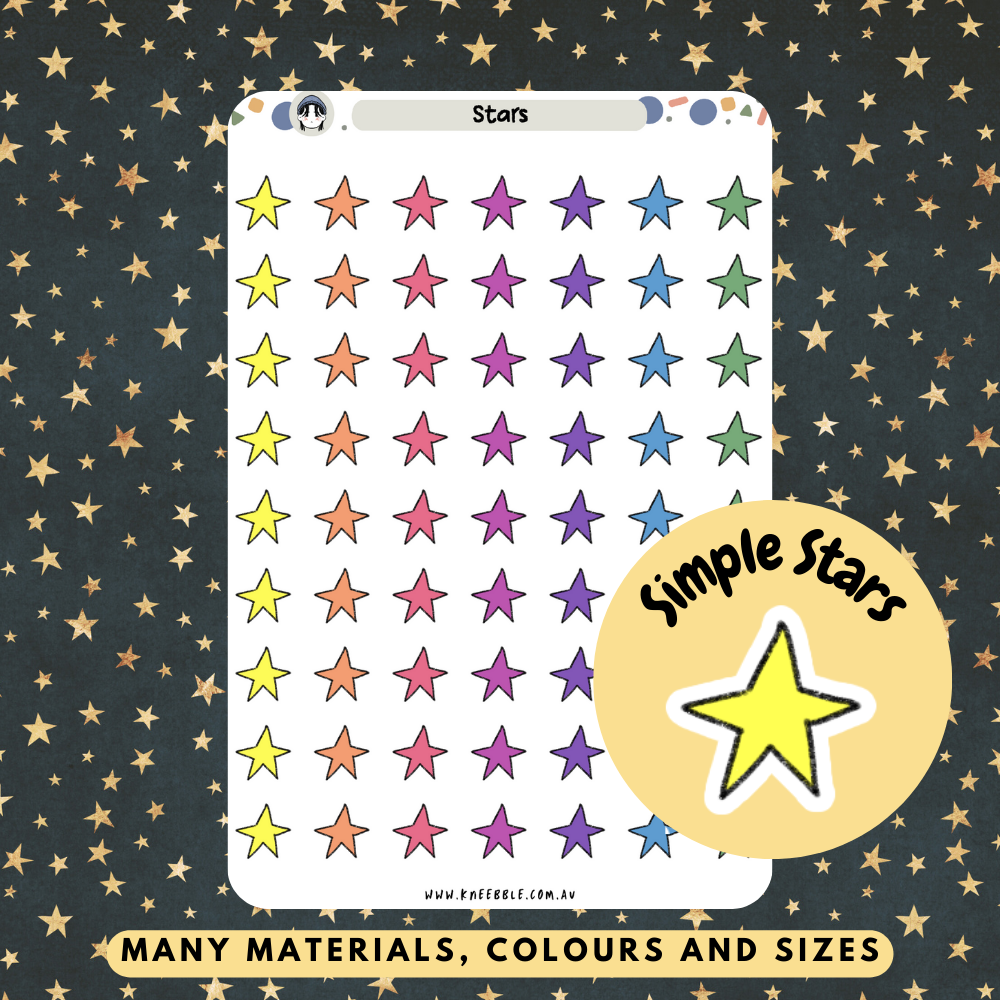 Simple Star Shape Planner Stickers