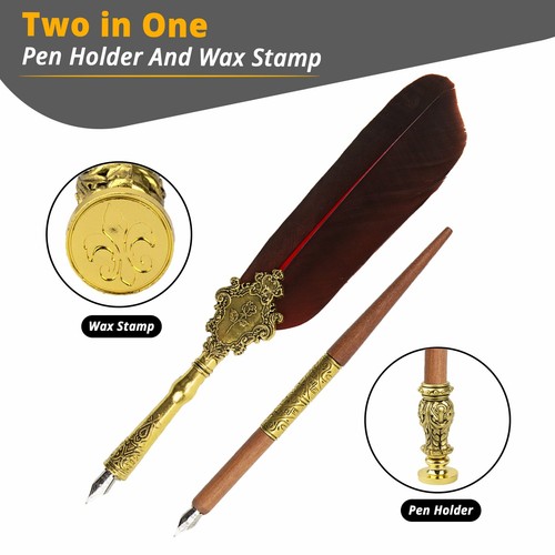 Trustela's Quill And Ink Wax Stamp Set In A Gift Box - Calligraphy Dip Pen Set - Picture 5 of 7