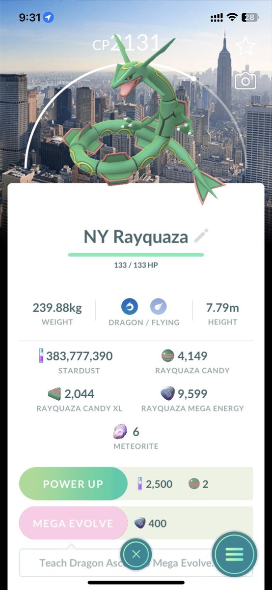 New York Location Card Background Rayquaza - Pokemon Go Trading 