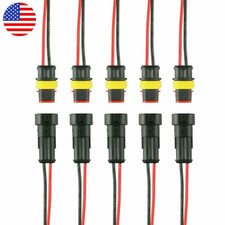 5 Sets 2-Pin Sealed Car Waterproof Male Female Electrical Wire Connector Plug
