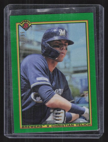 2020 Bowman #90B-CY Christian Yelich Green #'d /99