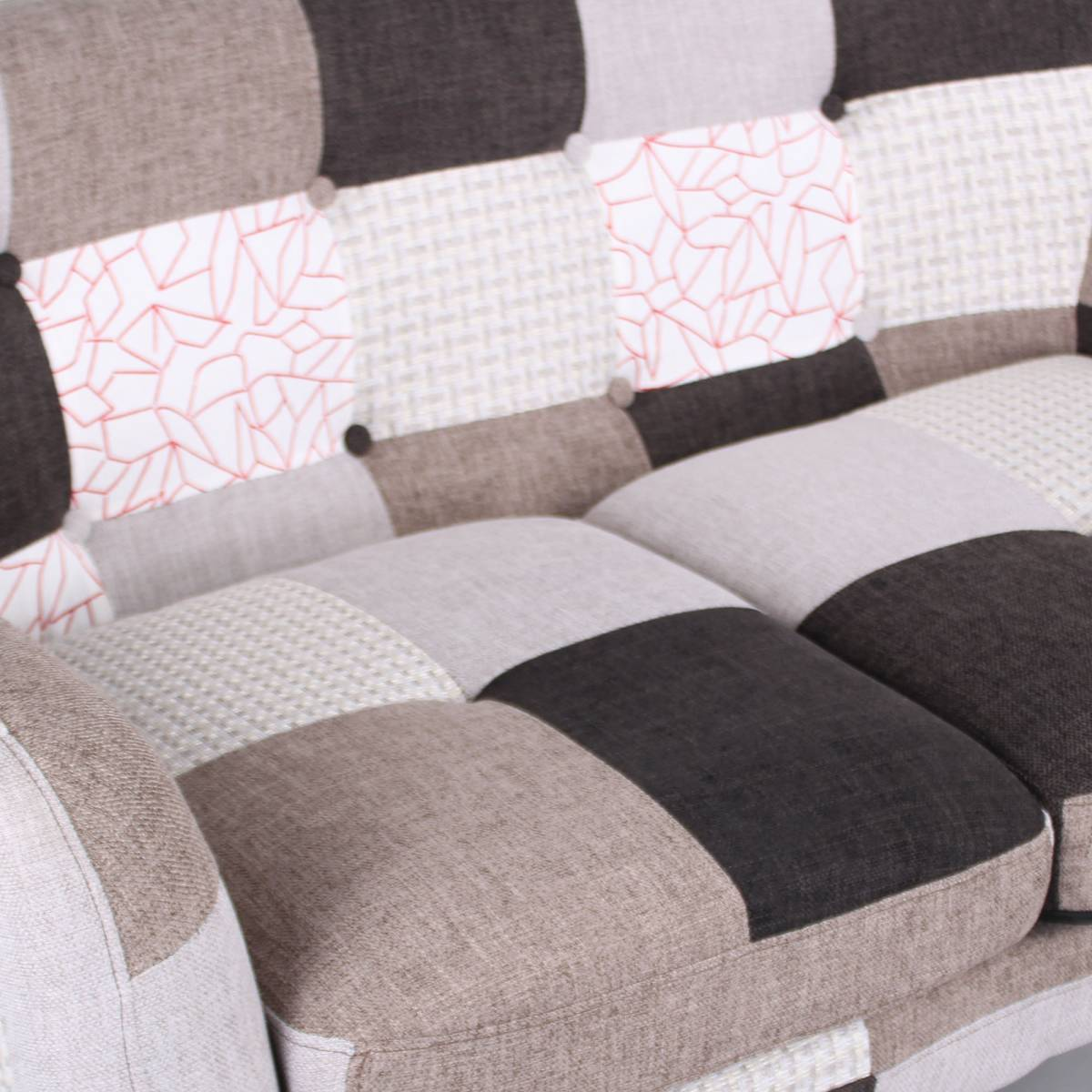 Divano posti 130 cm tessuto Patchwork Elegant imbottito ELLEN