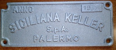 Palermo Sizilien Keller S.P.A.Schild Aluminium X Güterwagen F. S. Bj 1985 Nr