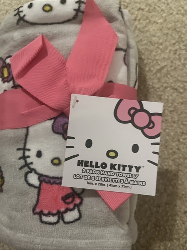 Hello Kitty White Pink Blue Spring Flowers Hand Towels Set Of 2 NEW w/ Tags 2024 - 第 3/4 張圖片