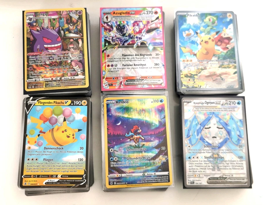 SALE! 50 Pokemon Karten. 1 seltene EX V, FullArt, 5x Glitzer Holo. Deutsch. NM