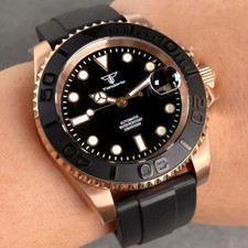 Tandorio 40mm NH35 Men Mechanical Wristwatch 20BAR Diving Black Ceremic Bezel