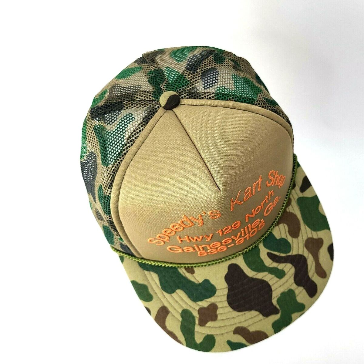 VTG Speedy's Kart Shop Hwy 129 North Gainesville Georgia Mesh SnapBack  Camo Hat