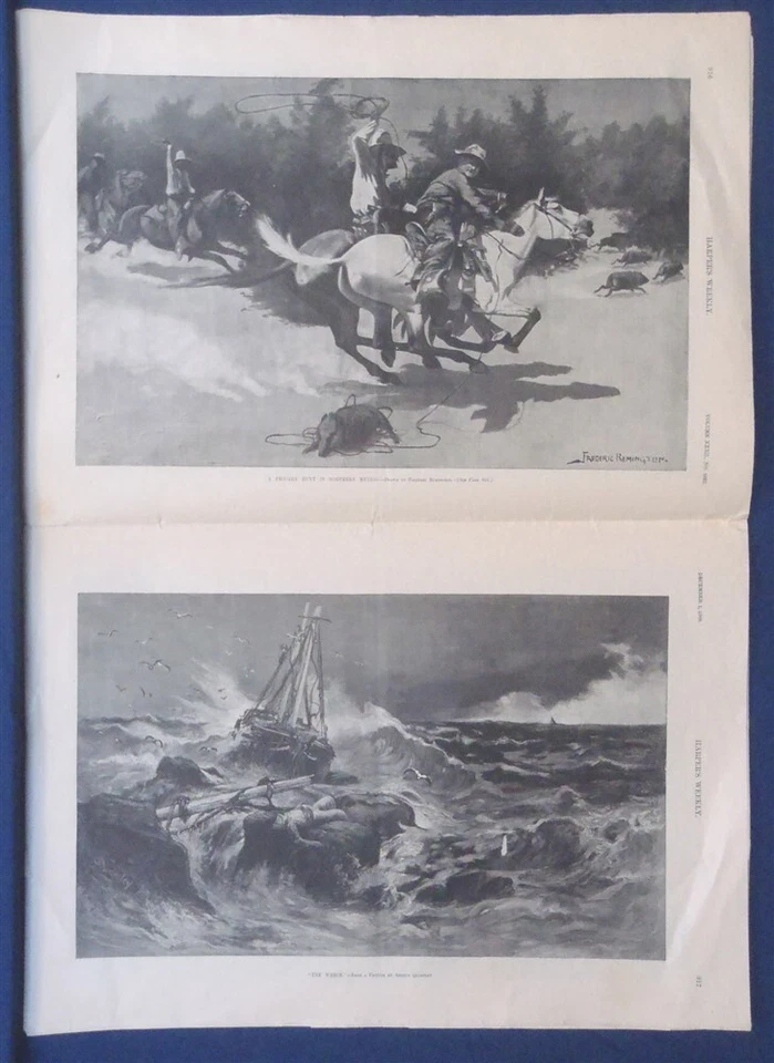 HARPERS VOL XXXII DEC 1 1888 NEWSPAPER FREDERIC REMINGTON SPAIN MEXICO HATIA - Image 3 of 4