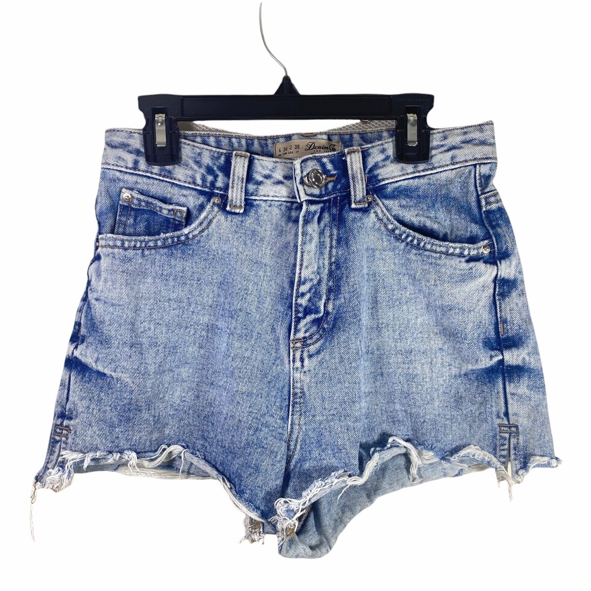 Denim Co Jean Denim Shorts Womens Size Acid Wash High Rise Distressed  Fryed