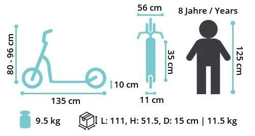 STAR SCOOTER Kinder City Roller Luftreifen 8 Jahre Tret Kick Scooter 12 16 Zoll - Bild 2 von 2