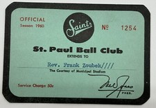 1960 TICKET Pass  St. Paul Vs Millers Carl Yastrzemski BA 339/7 HR Red Sox Ex⚾️