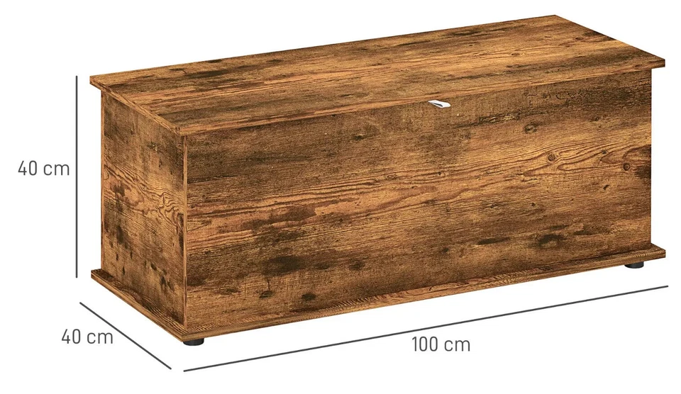 Extra Large Wooden Storage Box with Lid Trunk Smoked Rustic Chest Coffee Table - Image 2 of 4