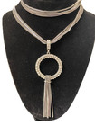 Vintage necklace 4 Strand Faceted box chain modernist AB crystals Pendant 36” — photo 1