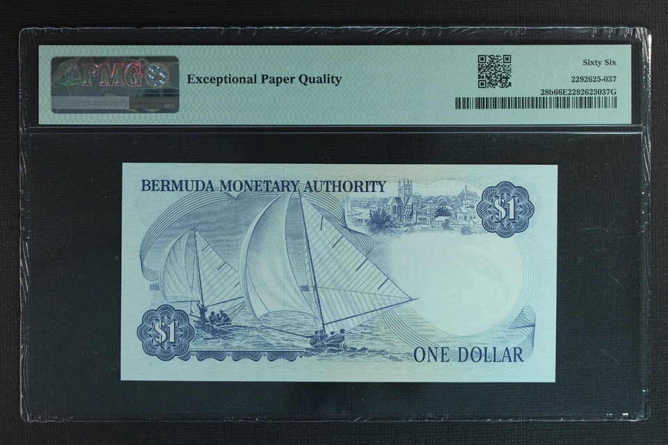 Bermuda $1 Dollar  1978-84 ... P-28b ... PMG 66 EPQ ... GEM UNC - Image 2 of 2