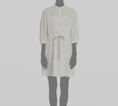 $425 Marella Women's White Floral Eyelet Self-Tie Waist A-Line Dress Size US 10