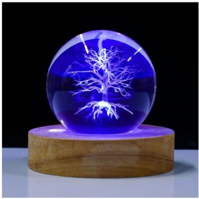 3d Visual Effect Night Light Usb Laser-engraved Crystal Ball Decorative Base New