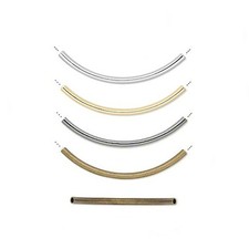 20, 50, 100 Plated Brass Elbow Curved Tube Beads 38x2mm Noodle Spacers