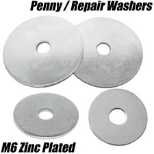 M6 6mm MUDGUARD / PENNY / REPAIR WASHERS FLAT WIDE LARGE WASHER ZINC PLATED
