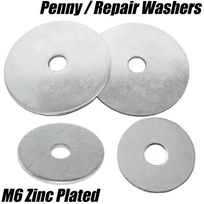 M6 6mm KOTFLÜGEL / PFENNIG / REPARATURSCHEIBEN FLACH BREIT GROSSE SCHEIBE VERZINKT