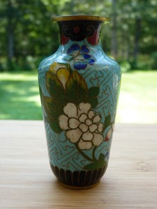 19th C. Gold Gilded Small Chinese Cloisonne Bud Vase