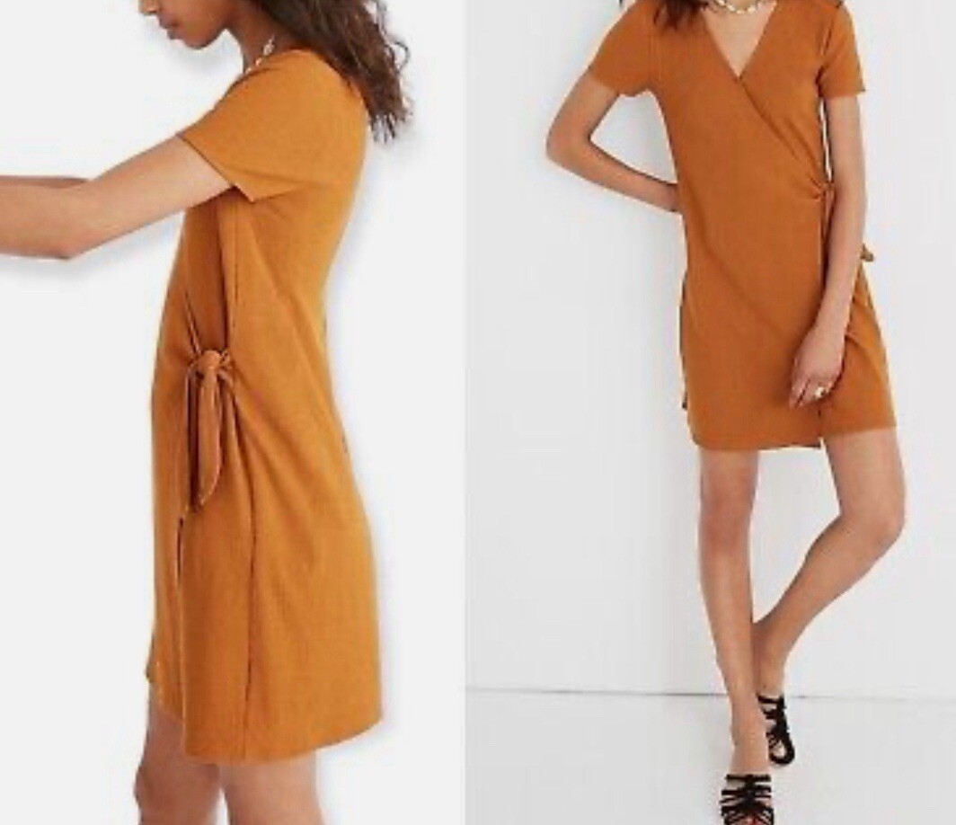 texture & thread short sleeve side tie dress Madewell Texture & Thread Short Sleeve V-Neck Side