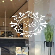 vetrofanie saldi sticker adesivo vetrine fiori negozio stile barocco a1141